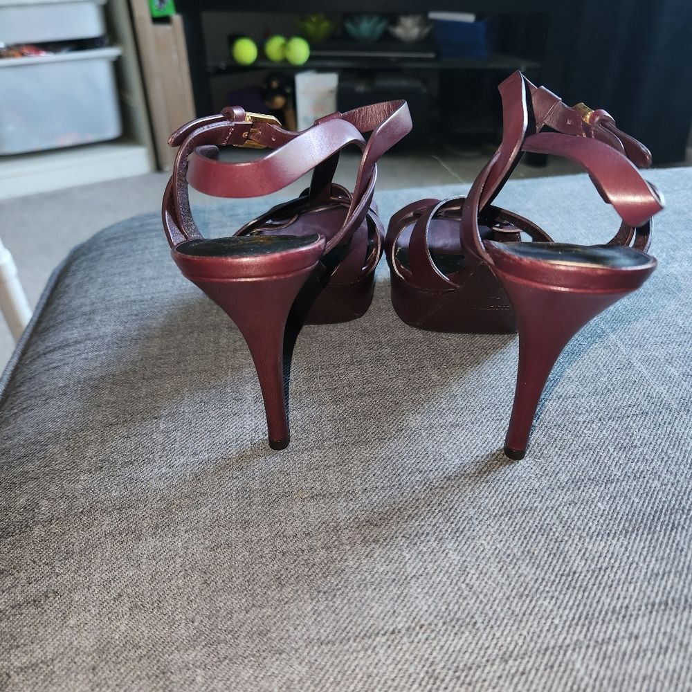 Yves Saint Laurent Paris YSL Tribute Women’s Platform Heel Burgandy Size 9.5 - Picture 3 of 10